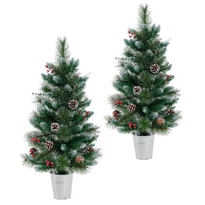 2 Pcs 3 Ft Artificial Xmas Tree With 81 Branch Tips Eucalyptus Leaves Pine Needles