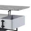 Table basse moderne grise et blanche avec plateau relevable et tiroir dissimulé