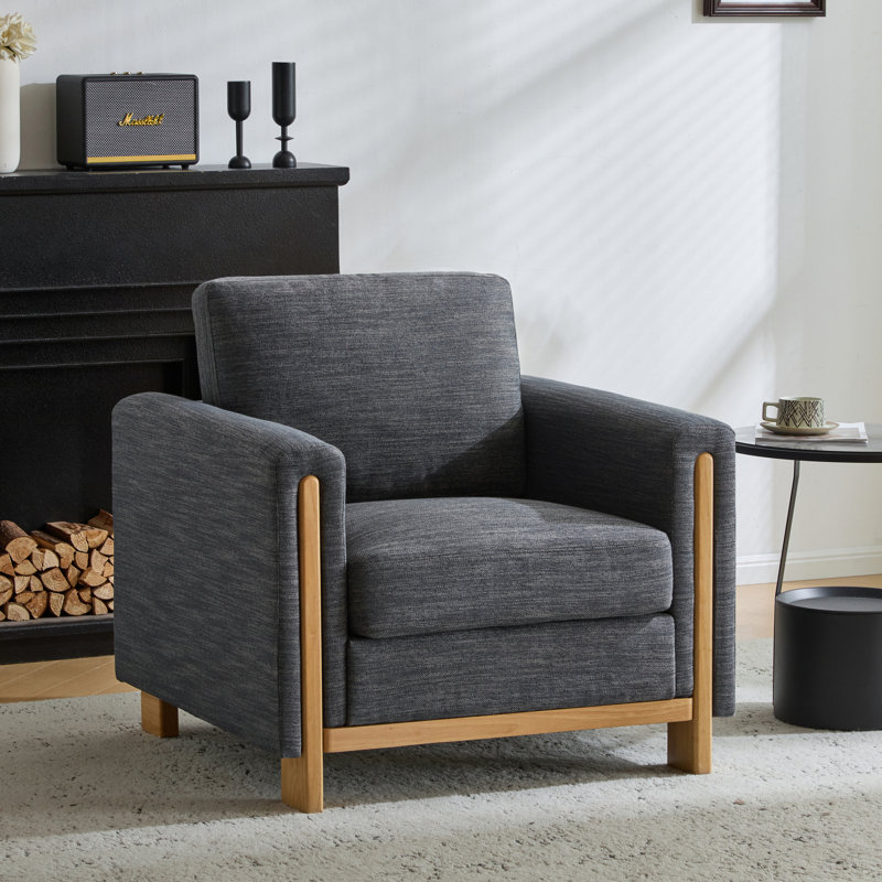 Fauteuil rembourré en tissu avec design classique et mélange de polyester durable pour une assise confortable