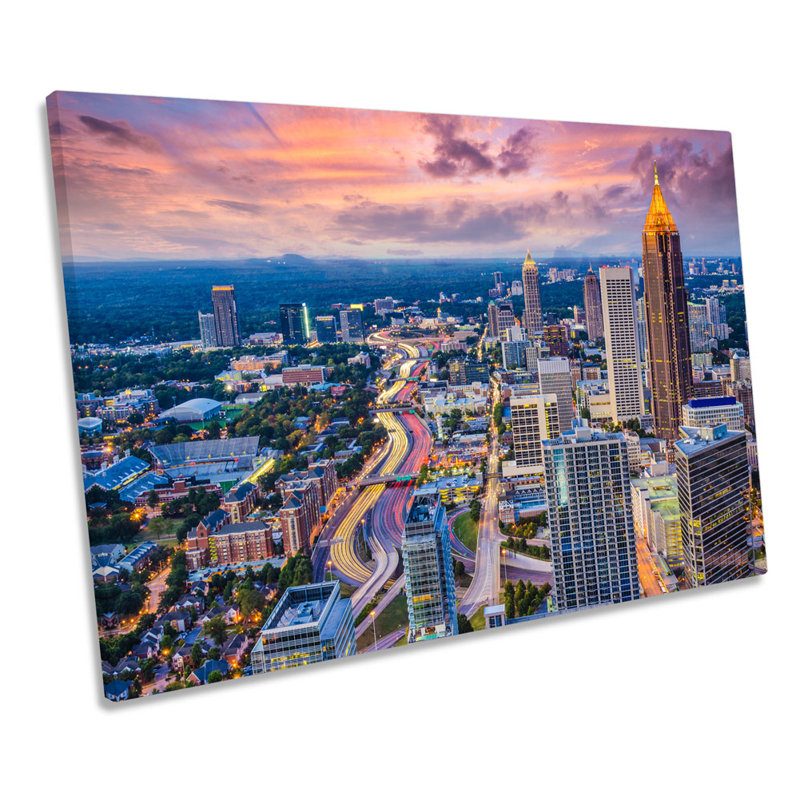 Atlanta City Skyline - Wrapped Canvas Print, 81.3cm H x 121.9cm W