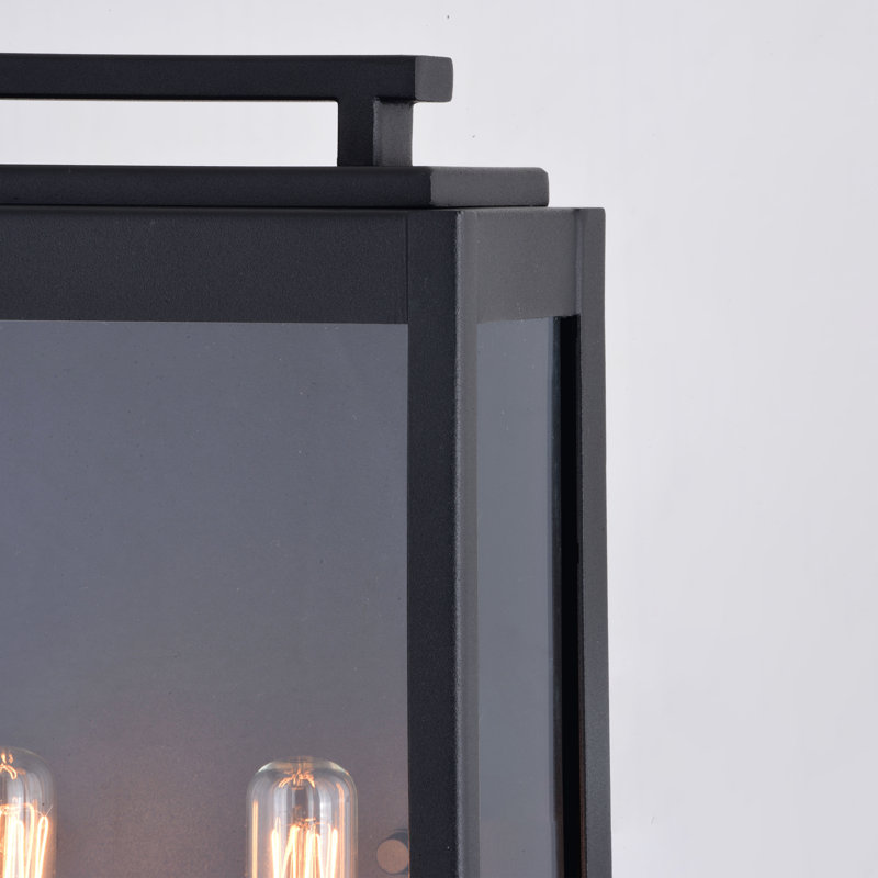 Applique murale d'extérieur noir texturé à 2 lumières H 15,5 po Catoctin en métal durable, abat-jour en verre transparent, compatible avec les DEL, à utiliser pour la porte d'entrée de patio ou de garage