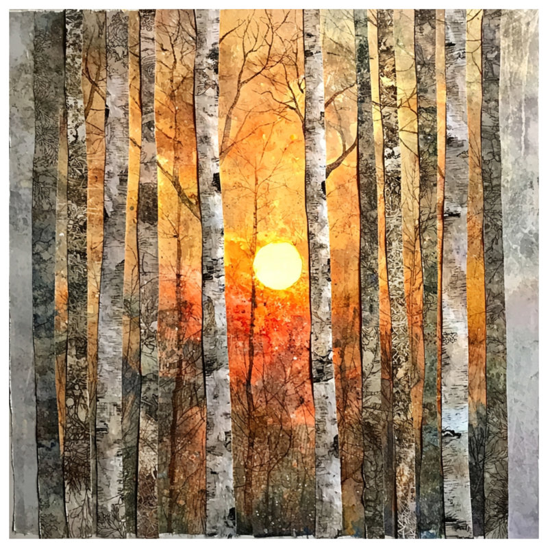 Birch Trees Sunset Double Sided Throw Pillows, 20 x 20 inches