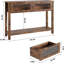 Table d'appoint rustique 43 po avec 2 tiroirs en verre, tablette de rangement ouverte, entrée moderne et décoration de salon Rustic Farmhouse Console-512469389