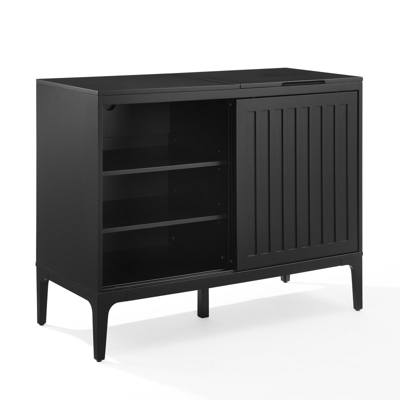 H Media Shelves, 34.63" H x 42.13" W x 18" D, Matte Black