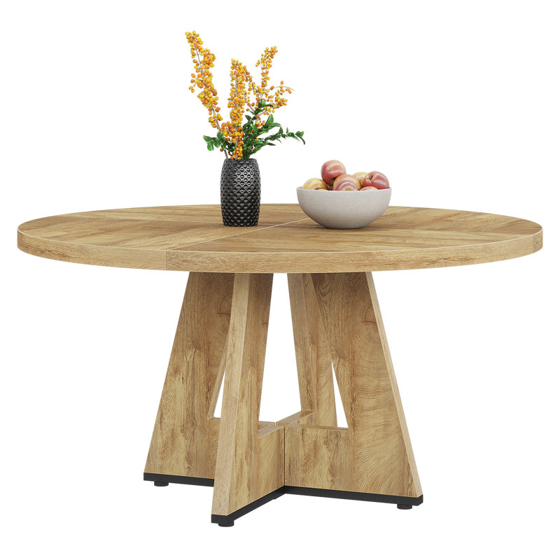 Round Dining Table, Light Brown