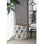 Grande table d'appoint 23 po blanche vieillie
