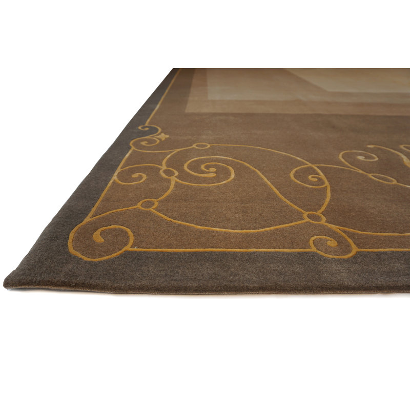 Tapis brun à motif floral noué à la main Concerto, Rectangle 4 pi x 6 pi