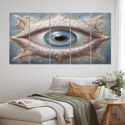 Visions de l'oeil de la Conscience surréalisme II - impression d'art mural moderne - 5 panneaux égaux