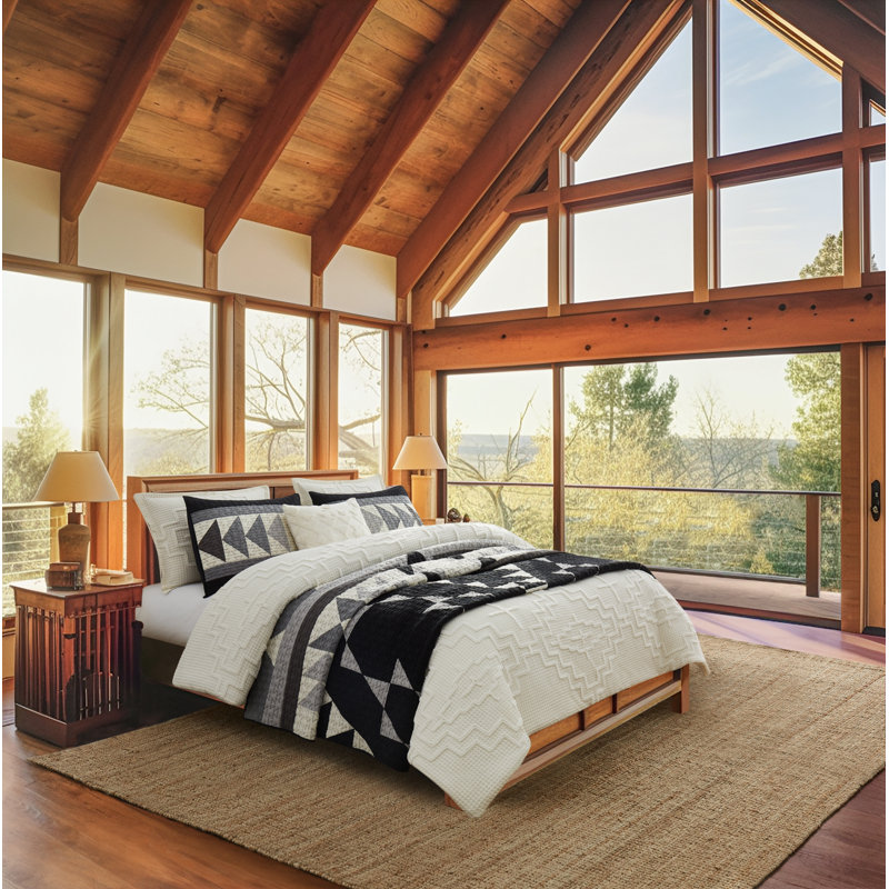 Shadow Peak Black and Gray Cotton Full Quilt Set