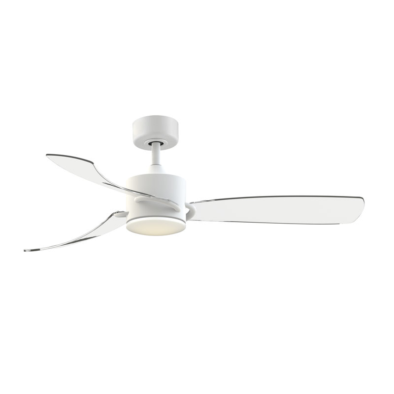 SculptAire 52 inch Indoor/Outdoor Ceiling Fan with LED Light Kit - Matte White with Clear blades, Matte White