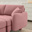 Canapé modulaire convertible à 3 places en tissu bouclé rose avec dossier doux et coussins de siège amovibles pour une détente quotidienne en forme de L-1194526063