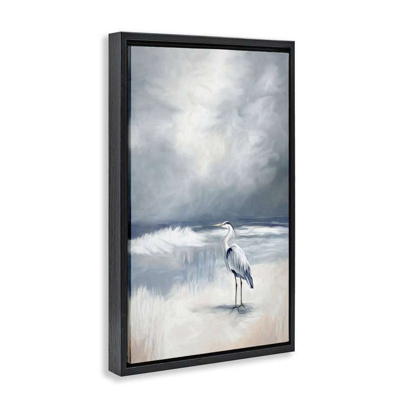 Cadre flottant Royaume des Hérons, design par Ramona Murdock, Cadre flottant noir de jais, H 25 po x l 17 po
