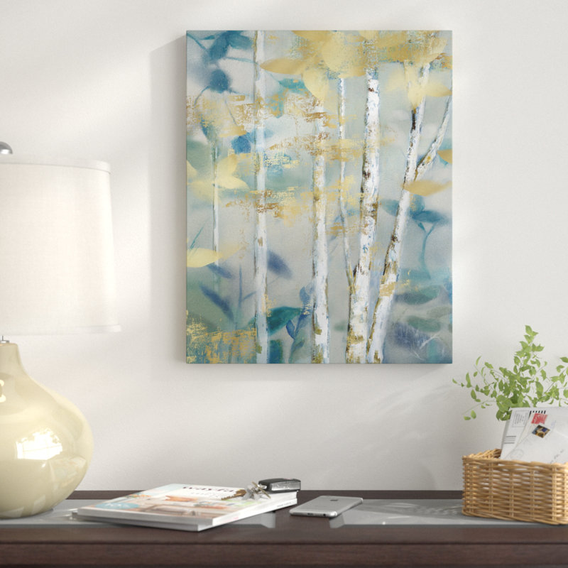 « gilded forest detail ii », reproduction de peinture à l’huile sur toile tendue, H 16 po x l 20 po x P 1,5 po