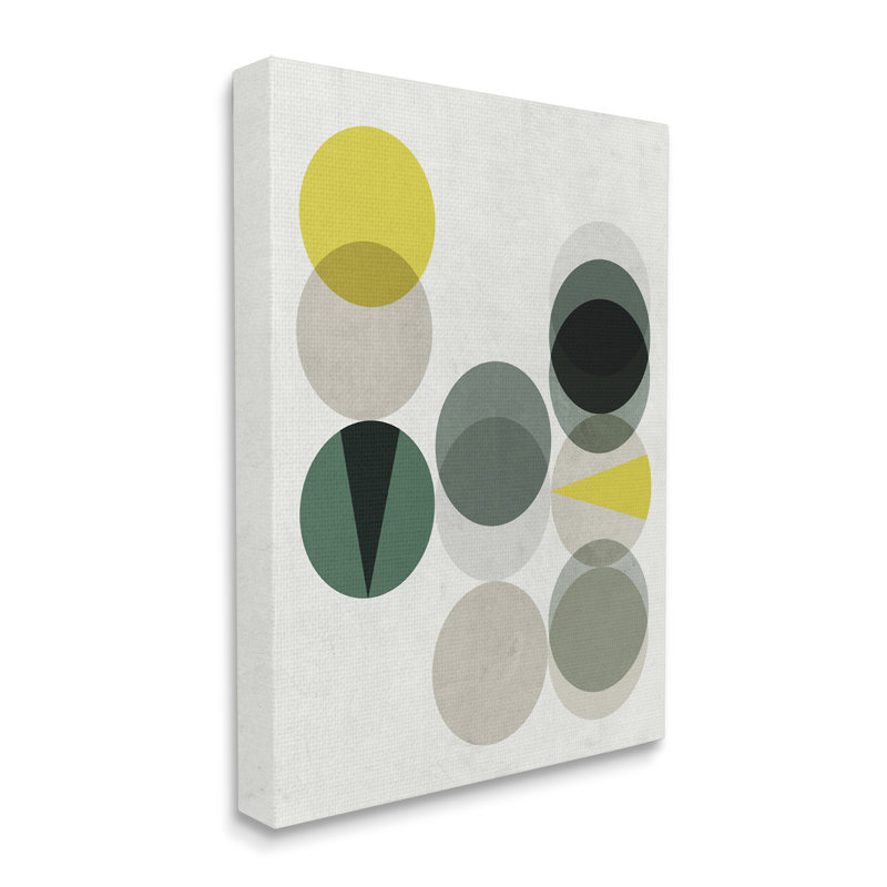 Formes circulaires en couches de tons de terre vert gris, Toile tendue, H 30 po x l 24 po