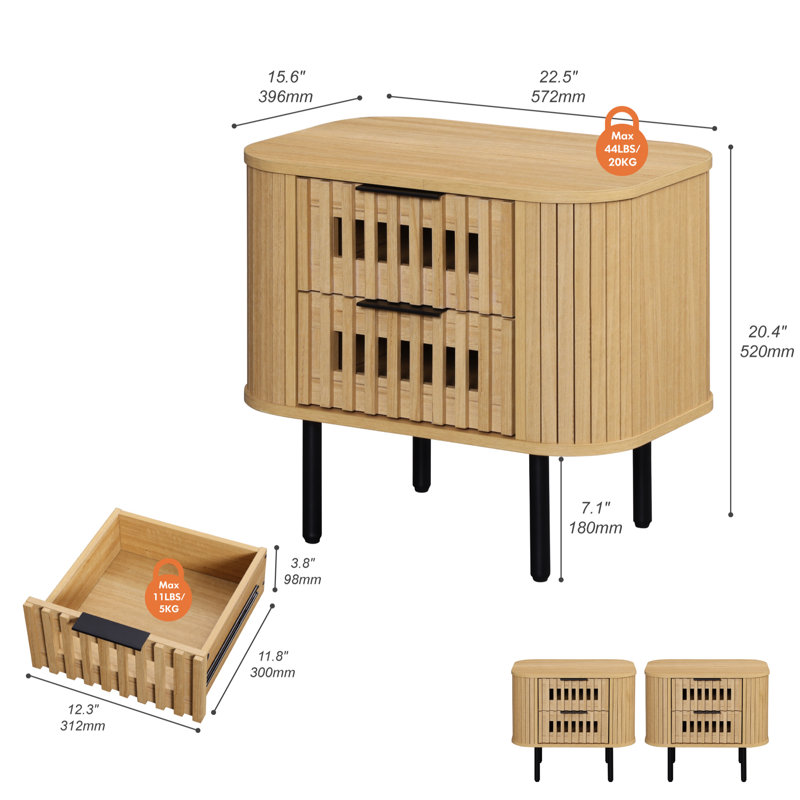 22.5 '' Fluted End Tables