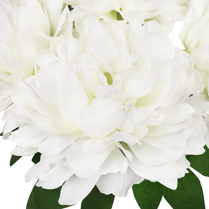 Artificial Hybrid Peony Flower Stem Bush Bouquet, Blanc, crème