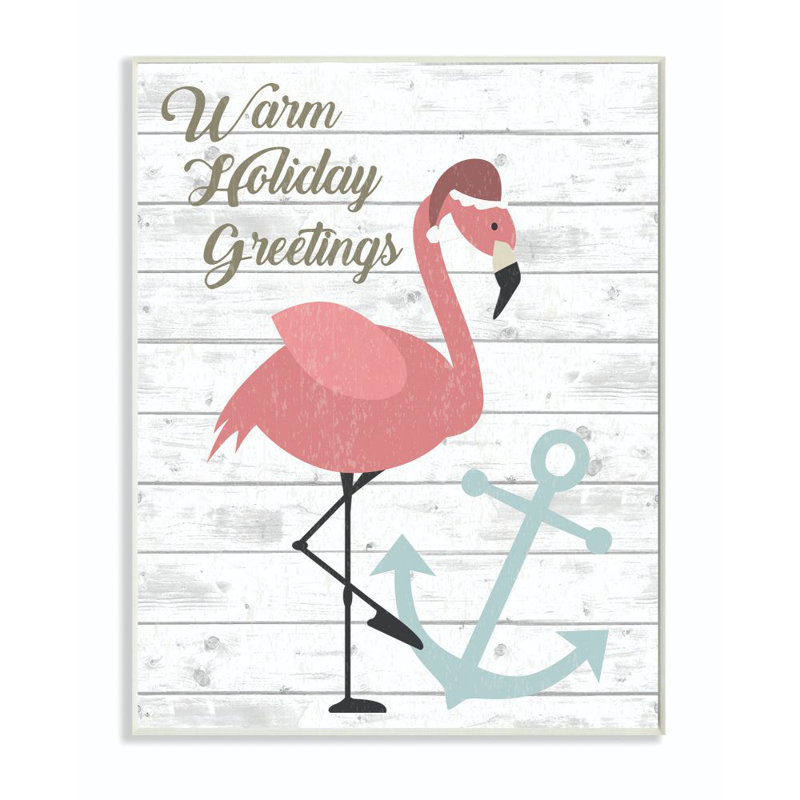 «Warm Holiday Greetings», peinture, Plaque en bois, H 15 po x l 10 po