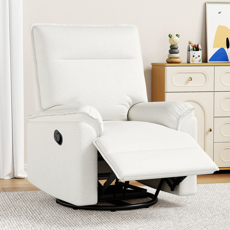 Addisyn Swivel and Rocker Recliner Chair, Beige 100% Linen