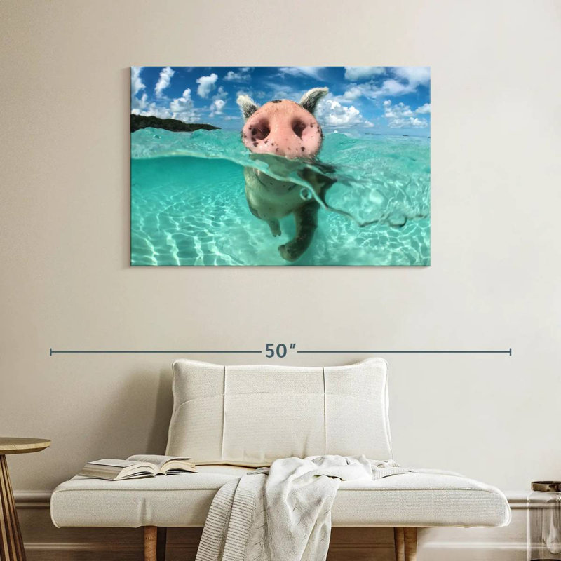 Cochon sauvage nageant Brampt, H 26 po x l 39 po