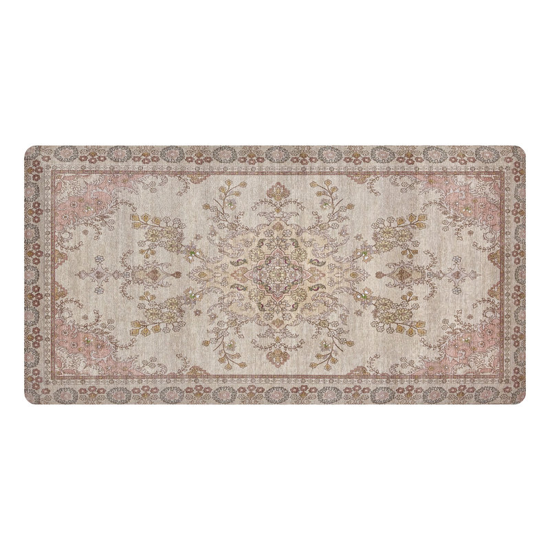 Waterproof High Density Foam Kitchen Rug, 39"L x 20"W, Yellow Persian