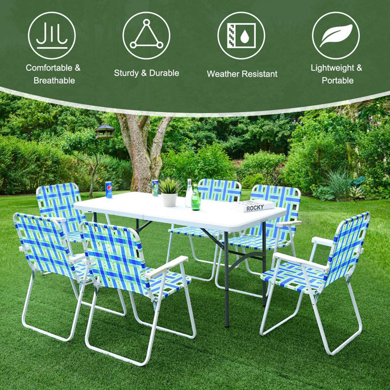Astyn Folding Camping Chair, White, Blue