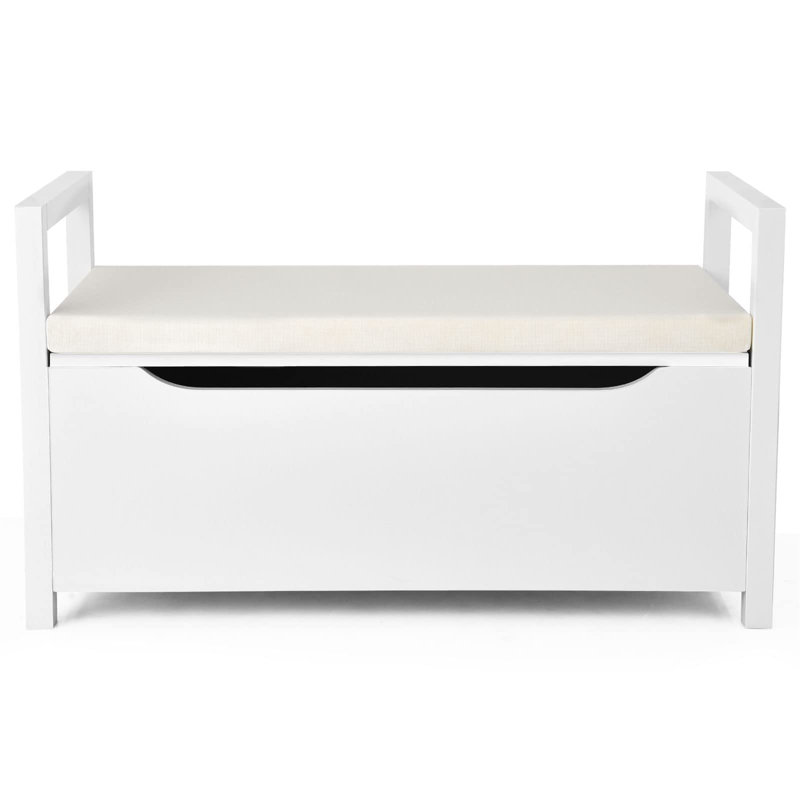 Poppas Wood Storage Bench, White