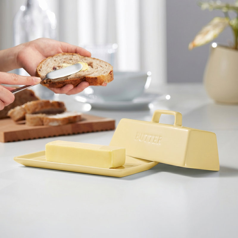 Beurrier en céramique, jaune, Jaune