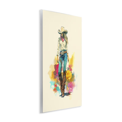 "Prairie Princess Cowgirl", art mural sur bois par Andrea Haase