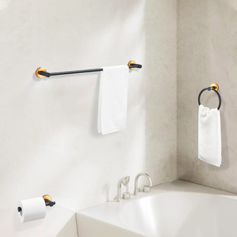 3-Piece Aluminum Bath Hardware Set In Black Gold, Black Gold