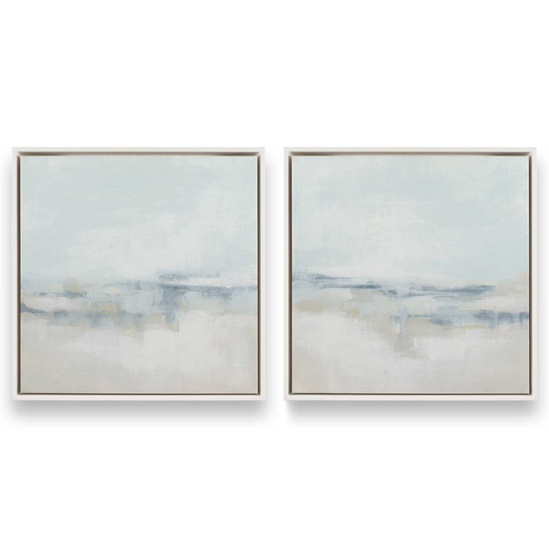 Cloudy Shoreline Hues Set of 2 Canvas Prints in a Maple Frame, 12" x 12", Cadre flottant en chrome poli