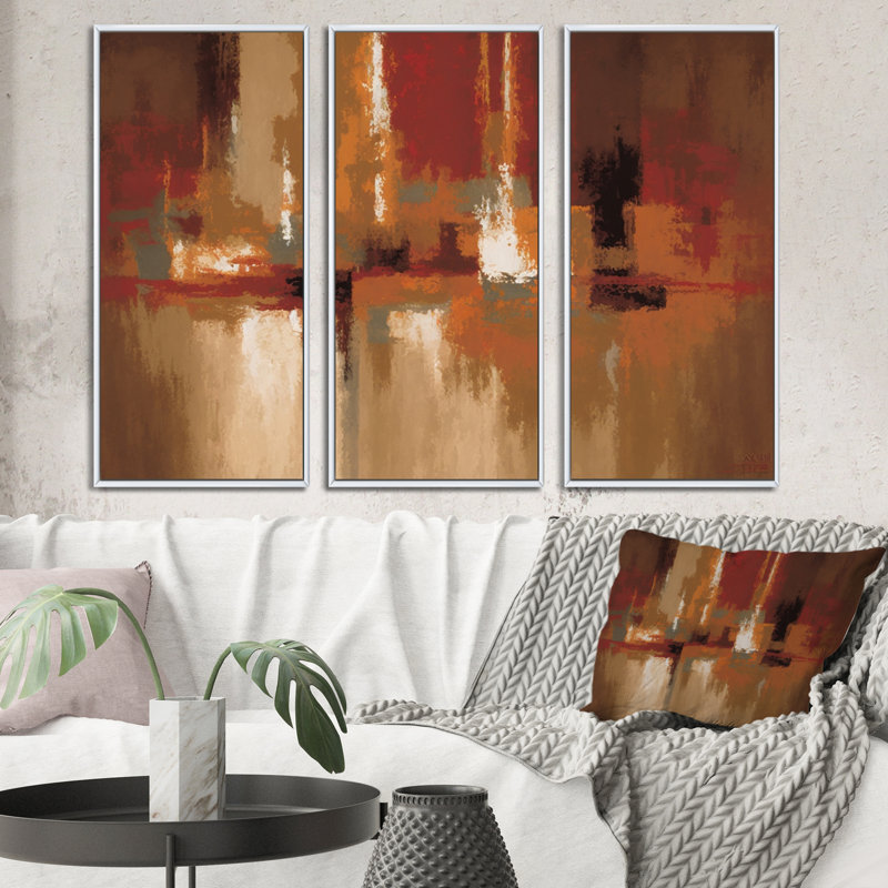 «Chocolate City at Horizon I», reproduction sur toile 3 pièces, H 20 po x l 36 po x P 1 po, Toile avec cadre blanc