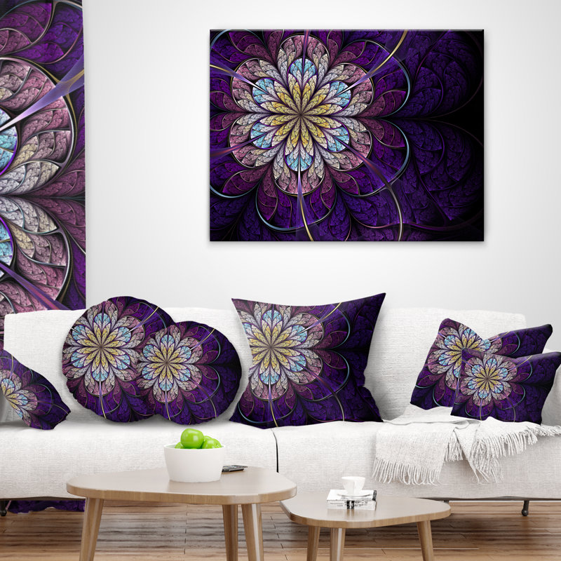 Grand coussin lombaire en fleur fractale floral
