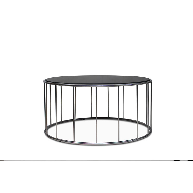 Carrico COFFEE TABLE CHROM_BLACK GLASS, Black
