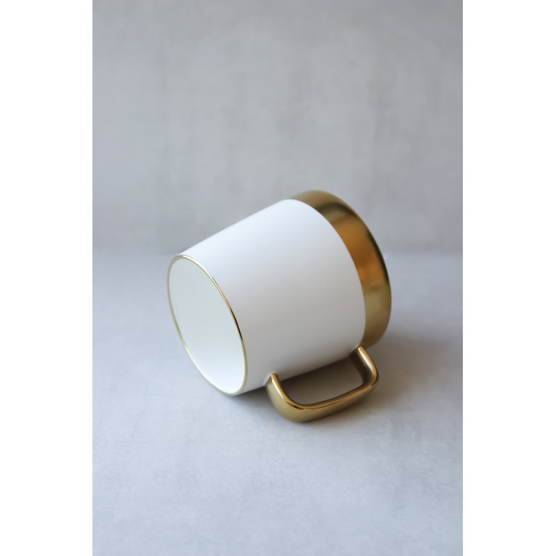 Tasse à café - 15 oz, Blanc ; doré