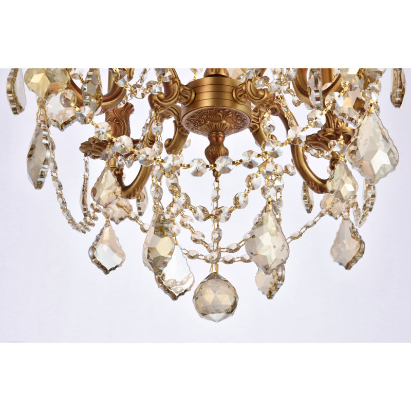 Ashmin 4 - Light Chandelier, French Gold / Golden Teak (Smoky) / Royal Cut