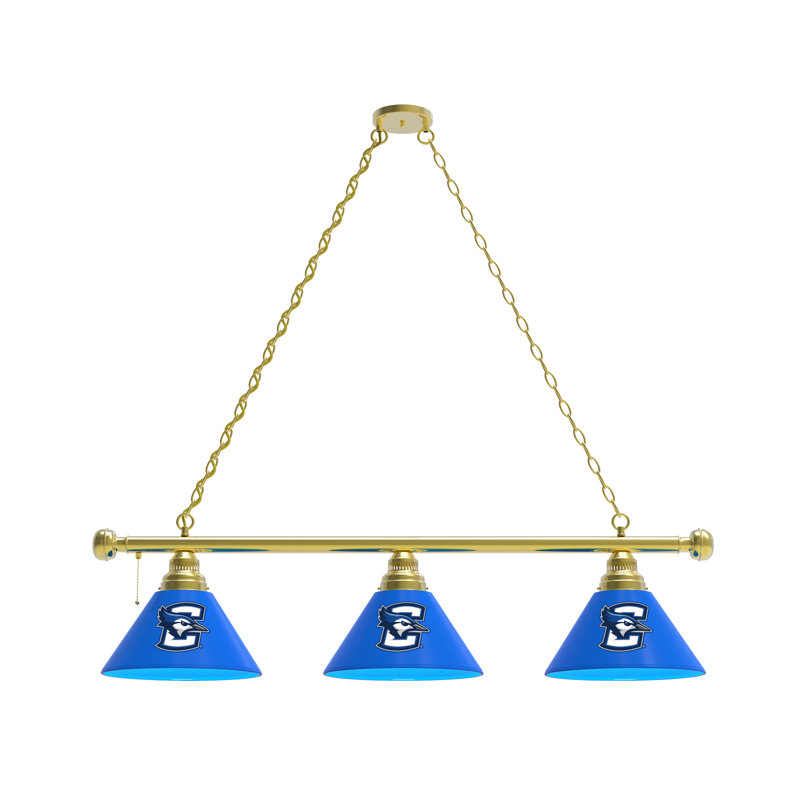 3 - Light Pool Table Lights Pendant, Brass, Creighton Bluejays