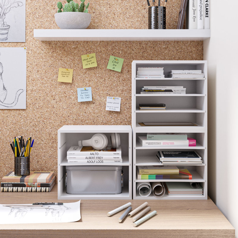 Reagan 4 Tier Paper and File Organizer with Removable Shelve, White
