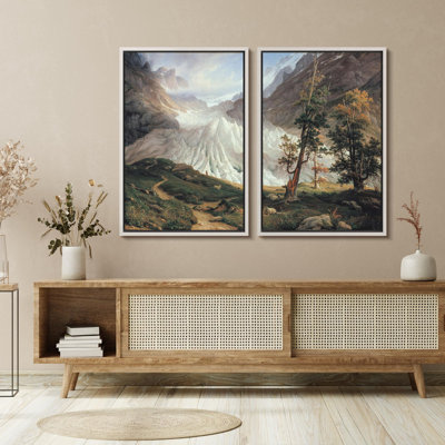 Rustic Countryside " Alpine Splendor And Verdant Mountainous Landscape " 2 - Pieces