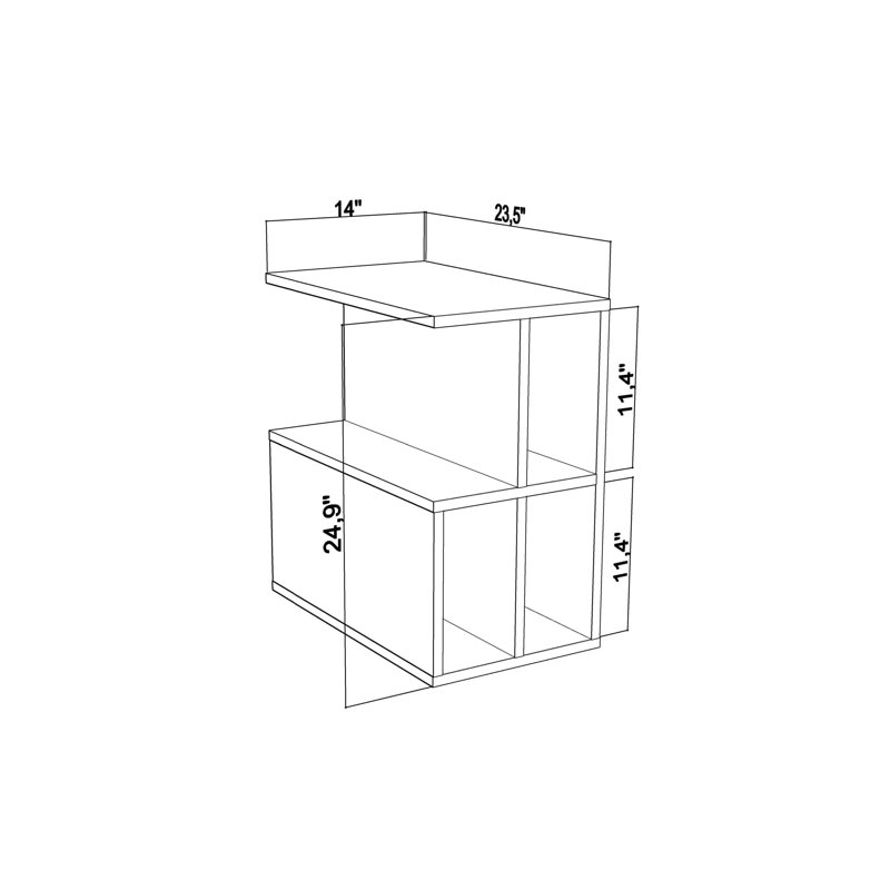Floor Shelf End Table, Oak