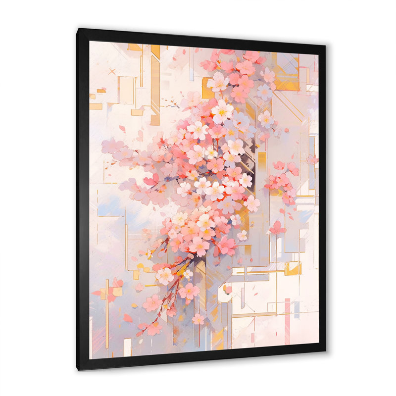 Contemporary Cherry Blossom Bold Stripes - Art mural sur toile Cherry Blossom, H 32 po x l 24 po x P 1 po
