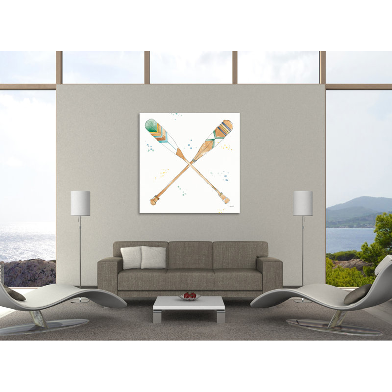 "Lakehouse Oars", toile tendue par Anne Tavoletti, H 24 po x l 24 po x P 1,5 po