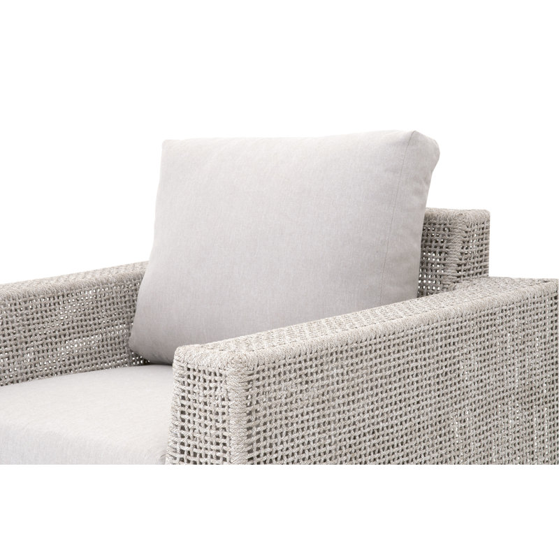 Gray Teak and Taupe Rope Outdoor Sofa Chair with Cushions