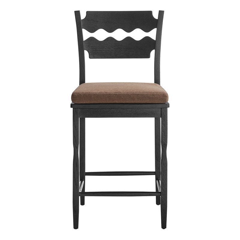 Tabouret de comptoir en bois de chêne noir Jax, Siège cacao / cadre noir, Tabouret de bar (siège d'une hauteur de 29,1 po)