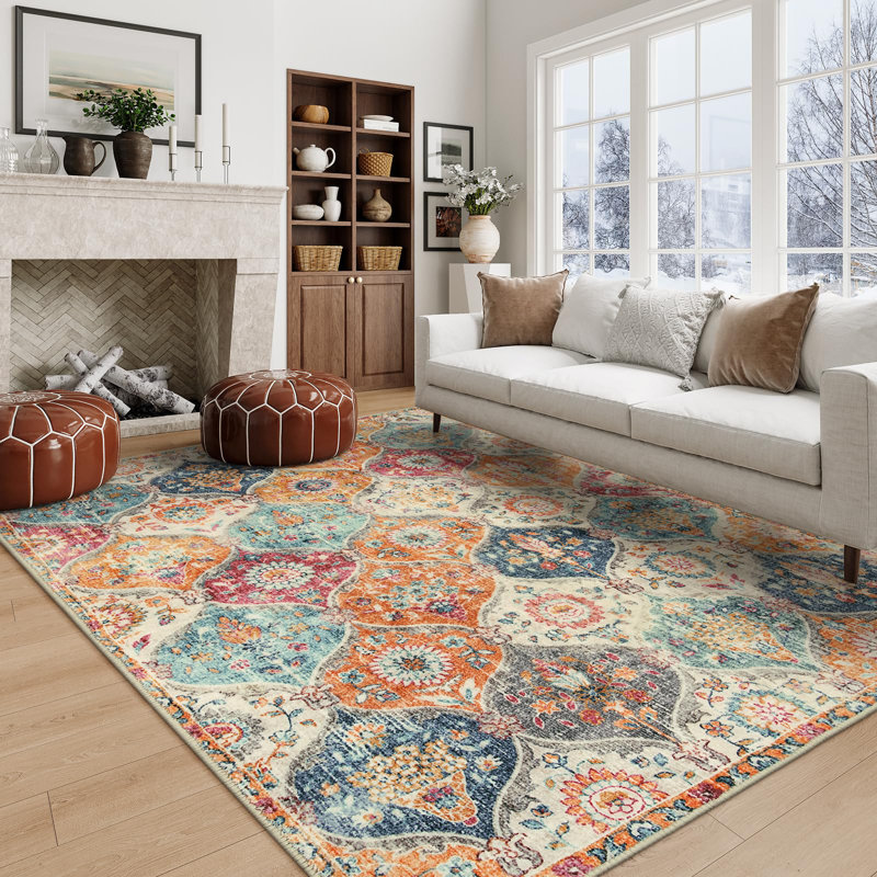 Tapis à motif de médaillons en fleurs Violia, Rectangle de 5 pi x 8 pi