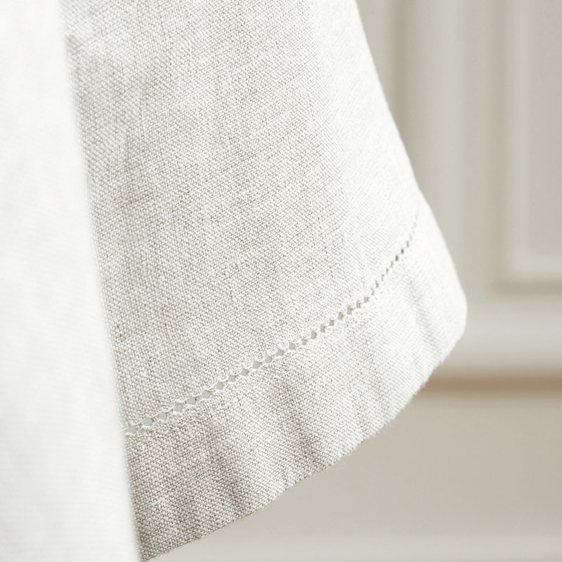 Light Flax 60" Round Linen Tablecloth with Hemstitch Border