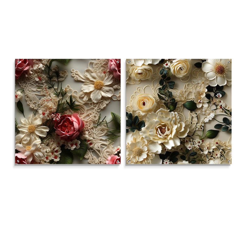 Ashington - Ensemble de 2 art mural en verre acrylique, H 16 po x l 33 po