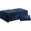 Banc de rangement moderne avec lit escamotable en velours bleu foncé - fabrication en bois massif et housse de coussin lombaire confortable