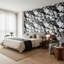 Décoration murale amovible en marbre noir et blanc