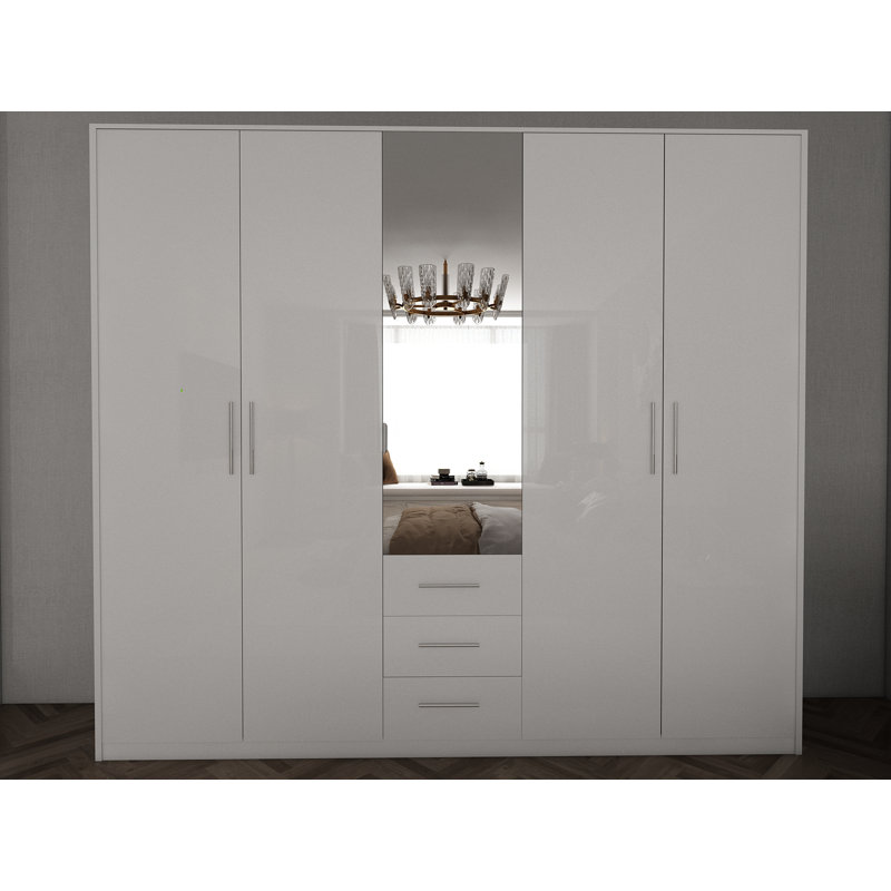 Pamel 5 Door Wardrobe, Gloss White