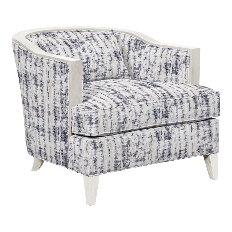 Thom Filicia Home Upholstered Barrel Chair, Casa Blanca, Ozark Marina 100% Cotton